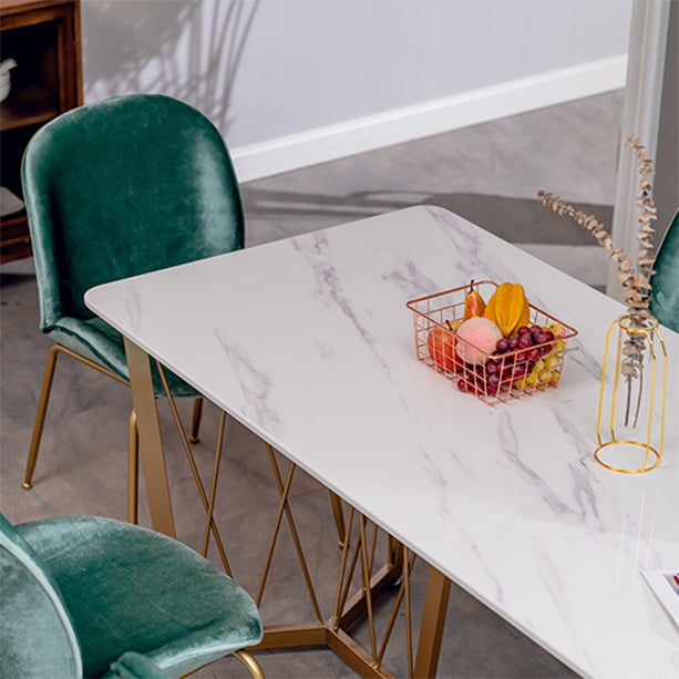 Contemporary Rectangle Dinette Set 1/2/4/5/7 Pieces White Marble Dining Table Set