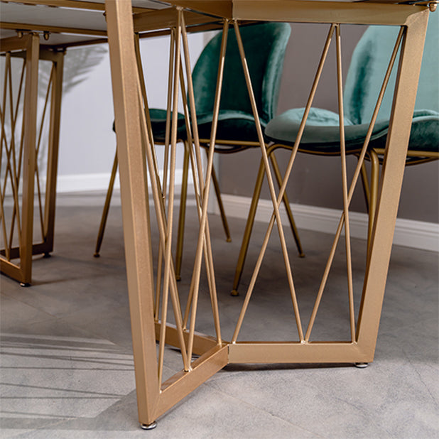 Contemporary Rectangle Dinette Set 1/2/4/5/7 Pieces White Marble Dining Table Set