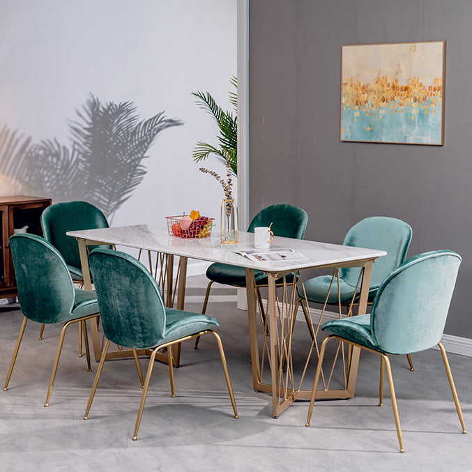 Contemporary Rectangle Dinette Set 1/2/4/5/7 Pieces White Marble Dining Table Set