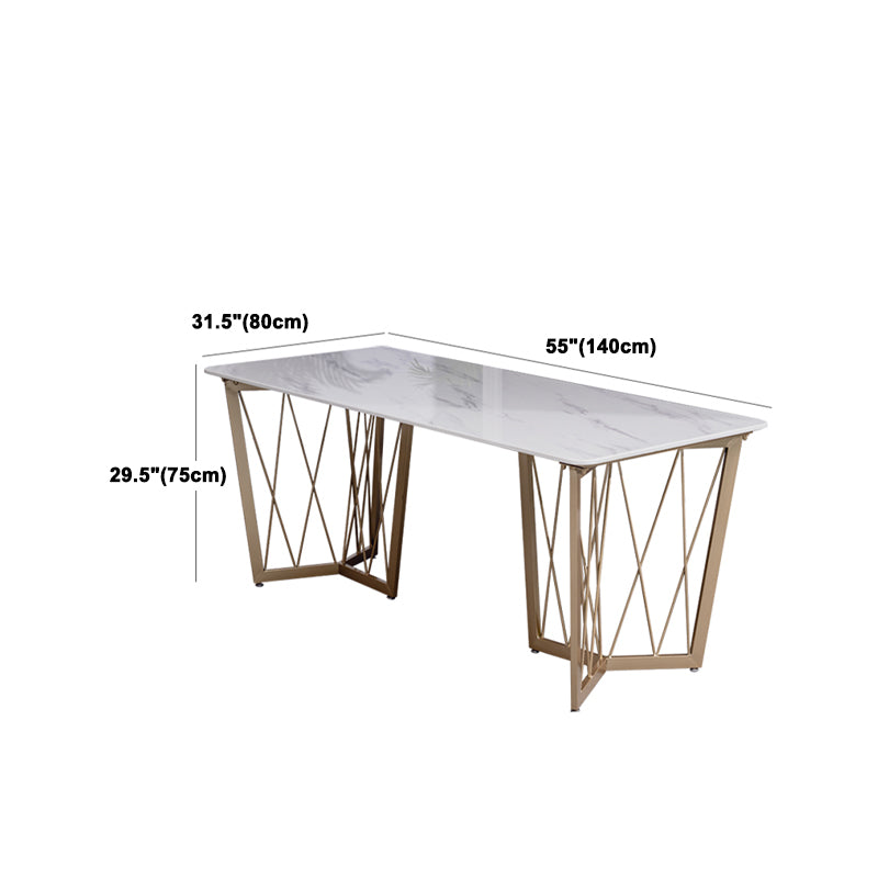 Contemporary Rectangle Dinette Set 1/2/4/5/7 Pieces White Marble Dining Table Set