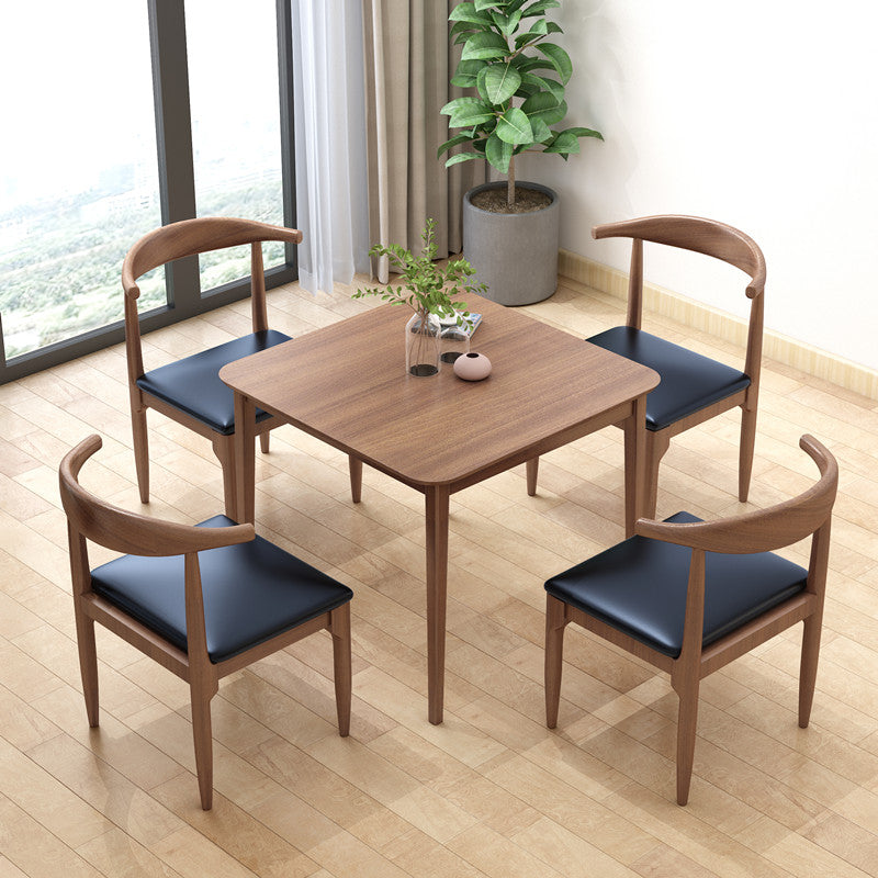 Solid Wood Dining Table Brown Square Dining Table with 4 Legs