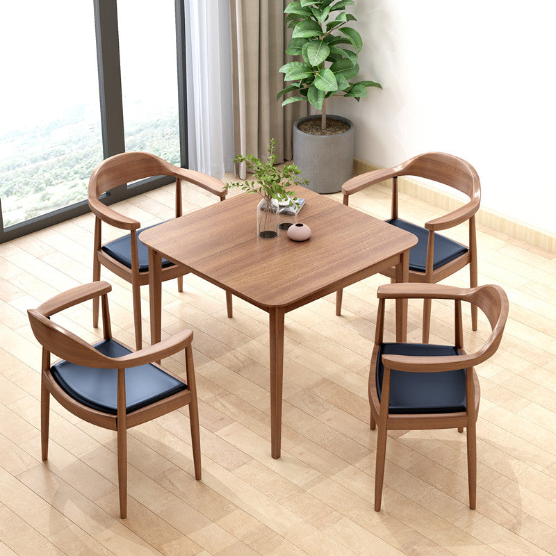 Solid Wood Dining Table Brown Square Dining Table with 4 Legs