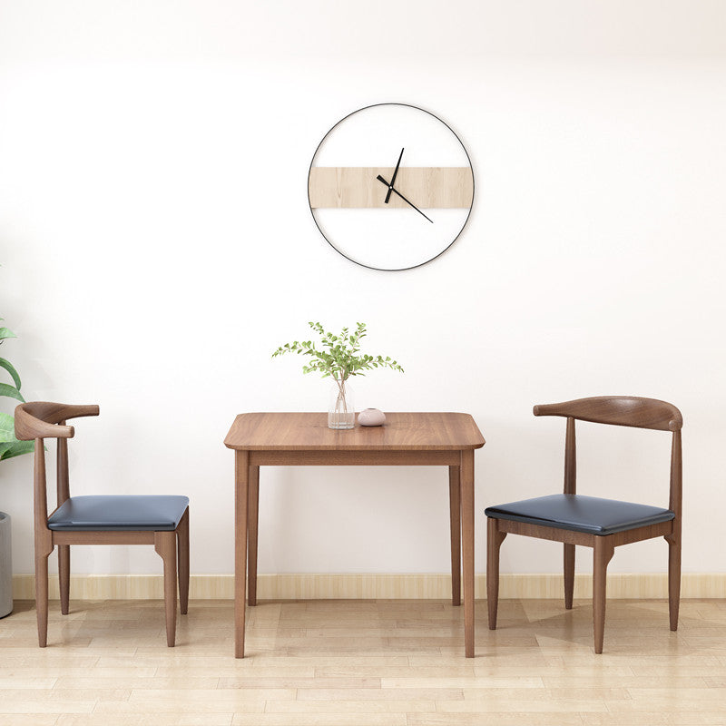 Solid Wood Dining Table Brown Square Dining Table with 4 Legs