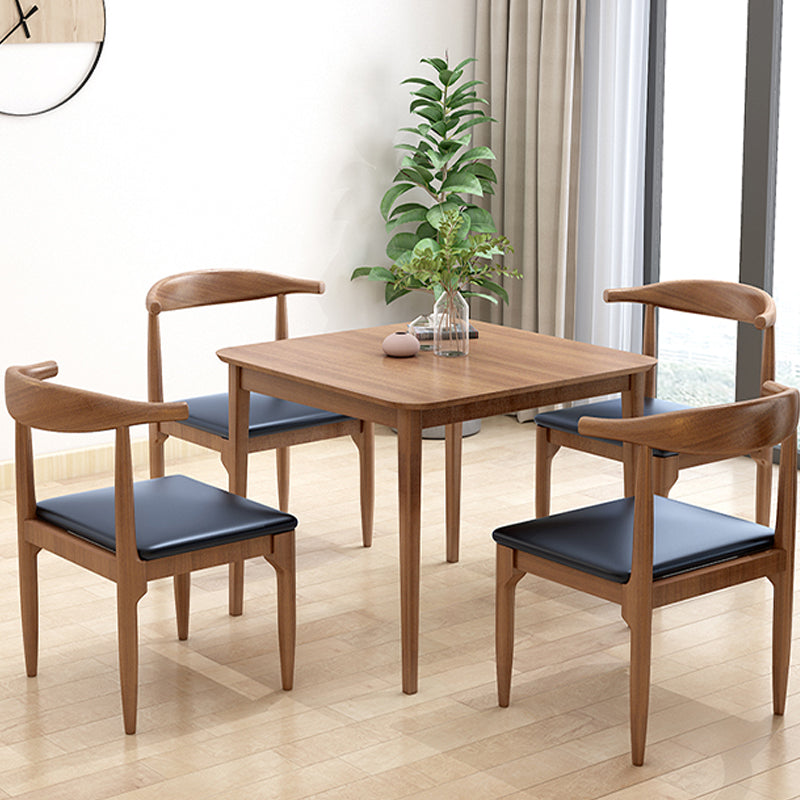 Solid Wood Dining Table Brown Square Dining Table with 4 Legs