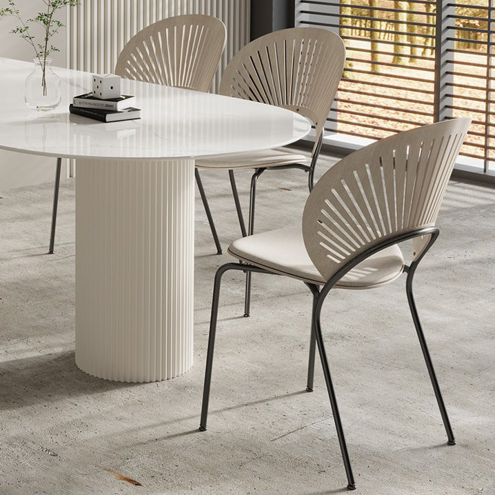 Stone Top Dining Table Traditional Luxury Dining Table with 3 Legs in White