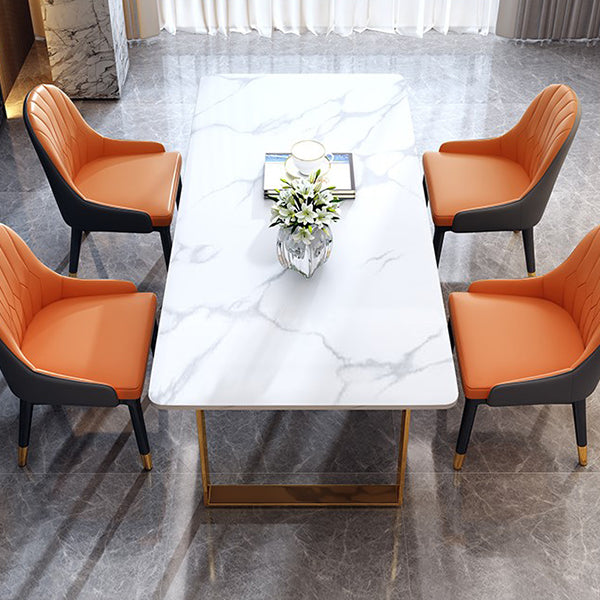 Traditional Luxury Sled Base Furniture Marble Dining Table for Dining Room