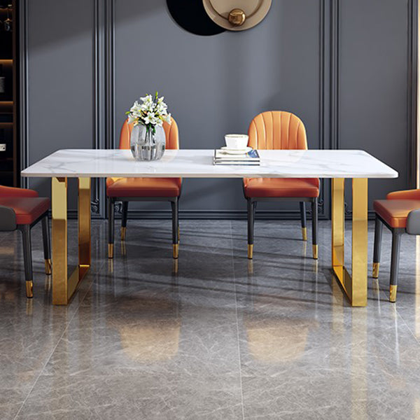 Traditional Luxury Sled Base Furniture Marble Dining Table for Dining Room
