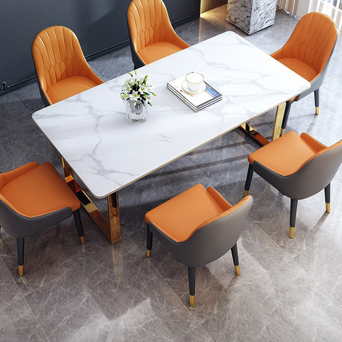 Traditional Luxury Sled Base Furniture Marble Dining Table for Dining Room