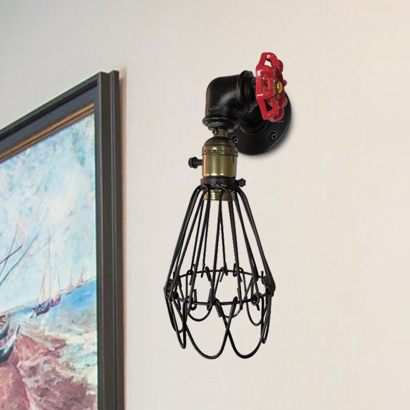 1 cabeza CAJA CAGA CONTRACURA DE LIGHTA VINTAGE NEGRO/ROYO/FINACIÓN PLATA Lámpara de montaje de pared de metal con válvula deco