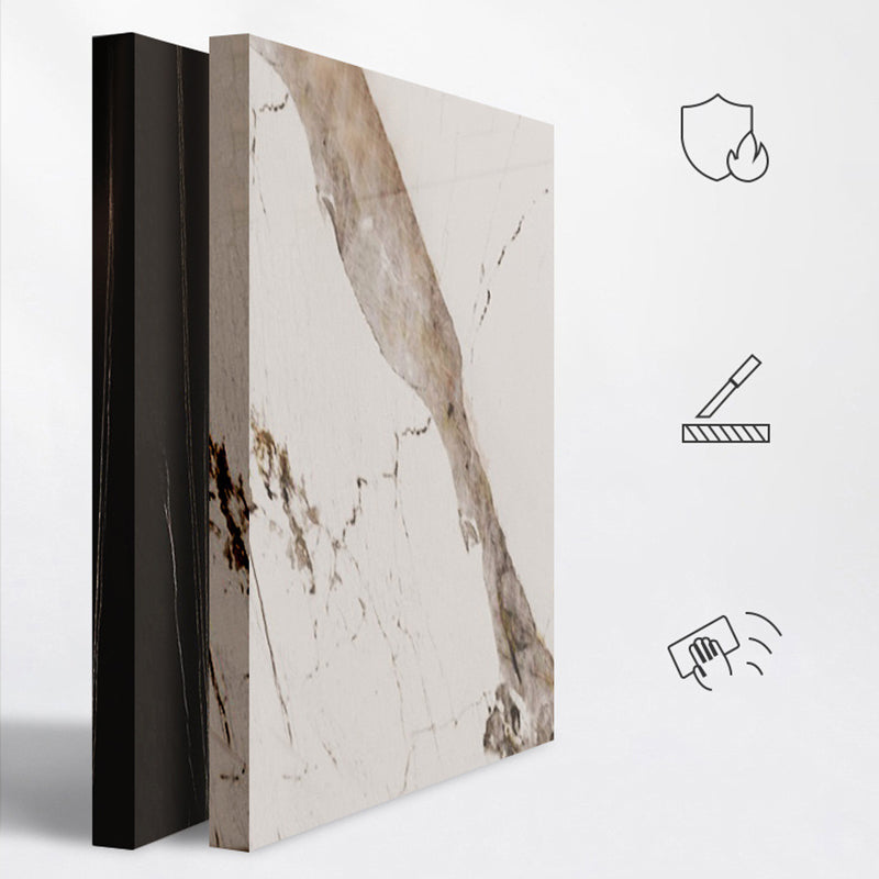 Modern Rectangle Stone Table Standard Height Double Pedestal Dining Table