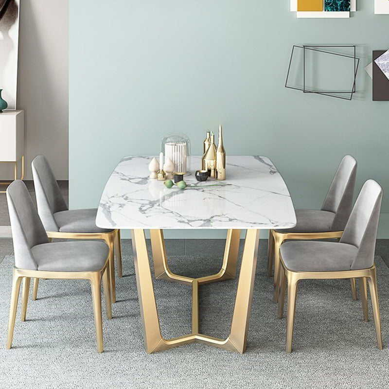 Traditional Luxury Dining Table Sintered Stone Table with Gold Frame for Home