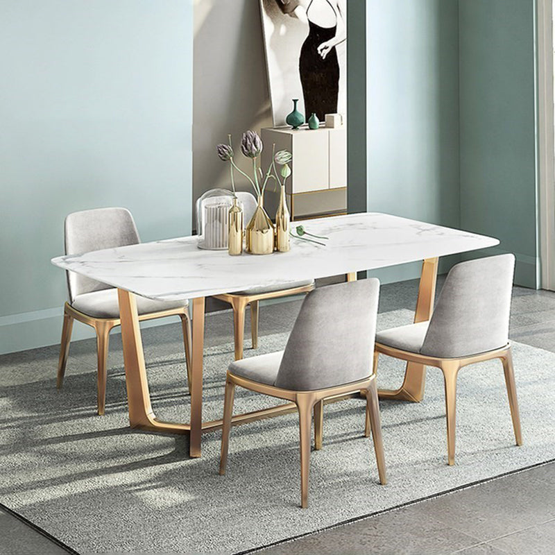 Traditional Luxury Dining Table Sintered Stone Table with Gold Frame for Home