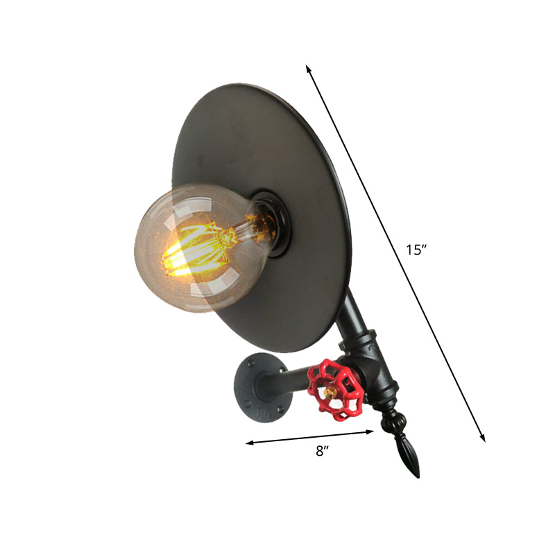 Black Finish Flat Wall Light Sconce Farmhouse Metallic 1-Bulb Corner Wall Mount Pipe Lamp