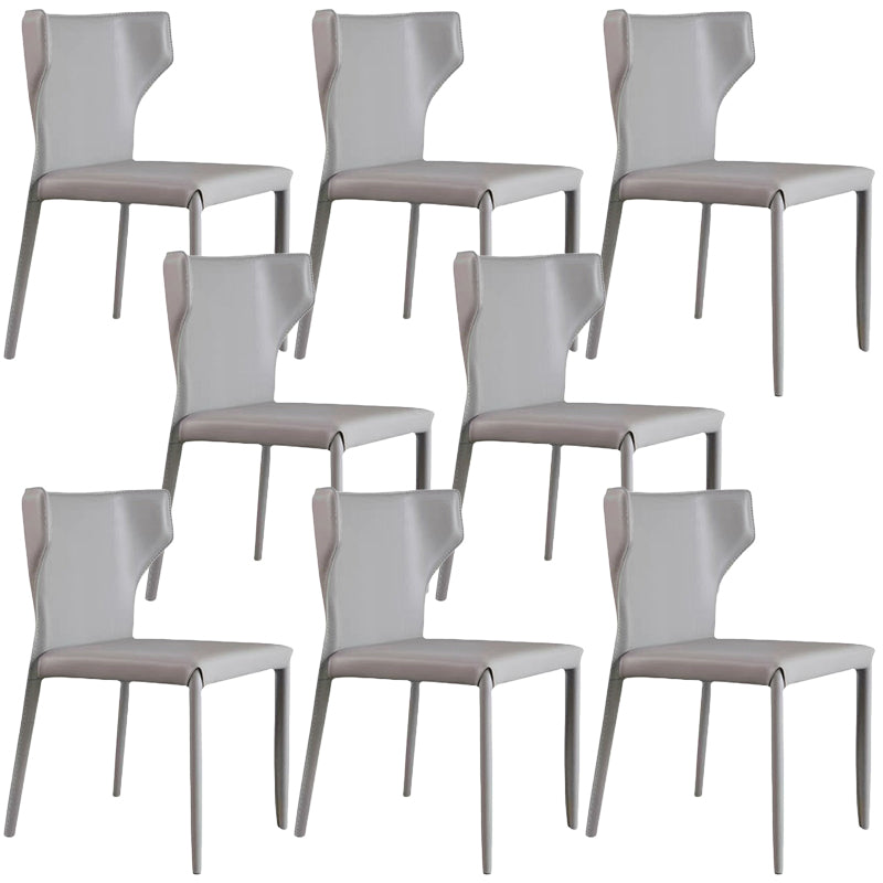 Contemporary Leather Dining Chair Wingback Side Chair in Matte Finish