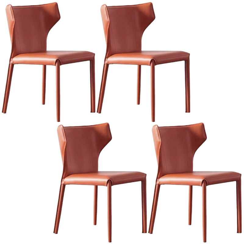 Contemporary Leather Dining Chair Wingback Side Chair in Matte Finish