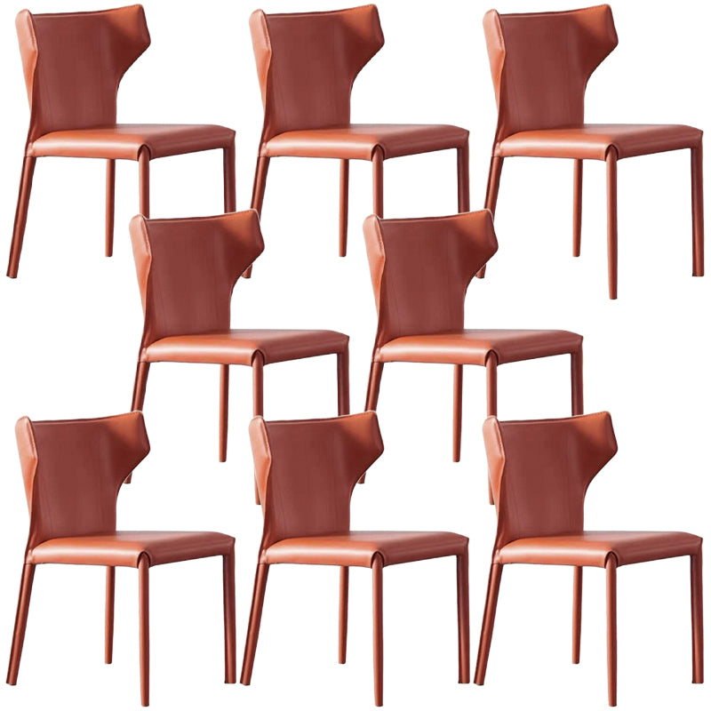 Contemporary Leather Dining Chair Wingback Side Chair in Matte Finish