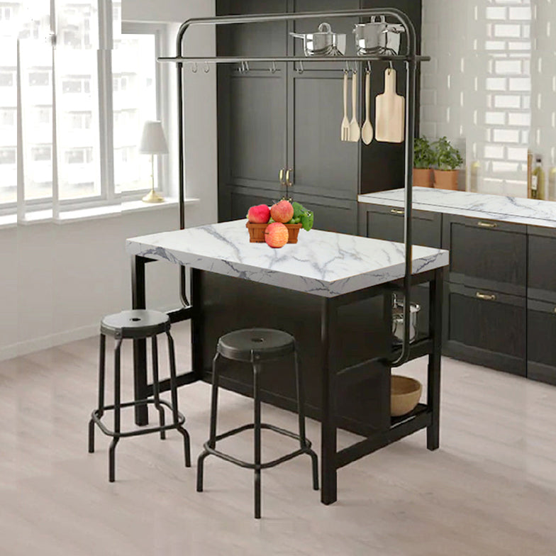 Industrial Stationary Kitchen Island table Metal Rectangular Kitchen Island table