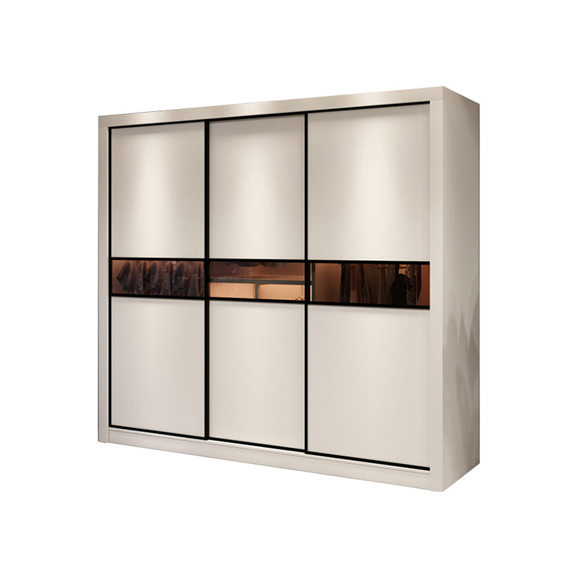 Contemporary Cabinet with Sliding Door Engineered Wood Beige Storage Cabinet
