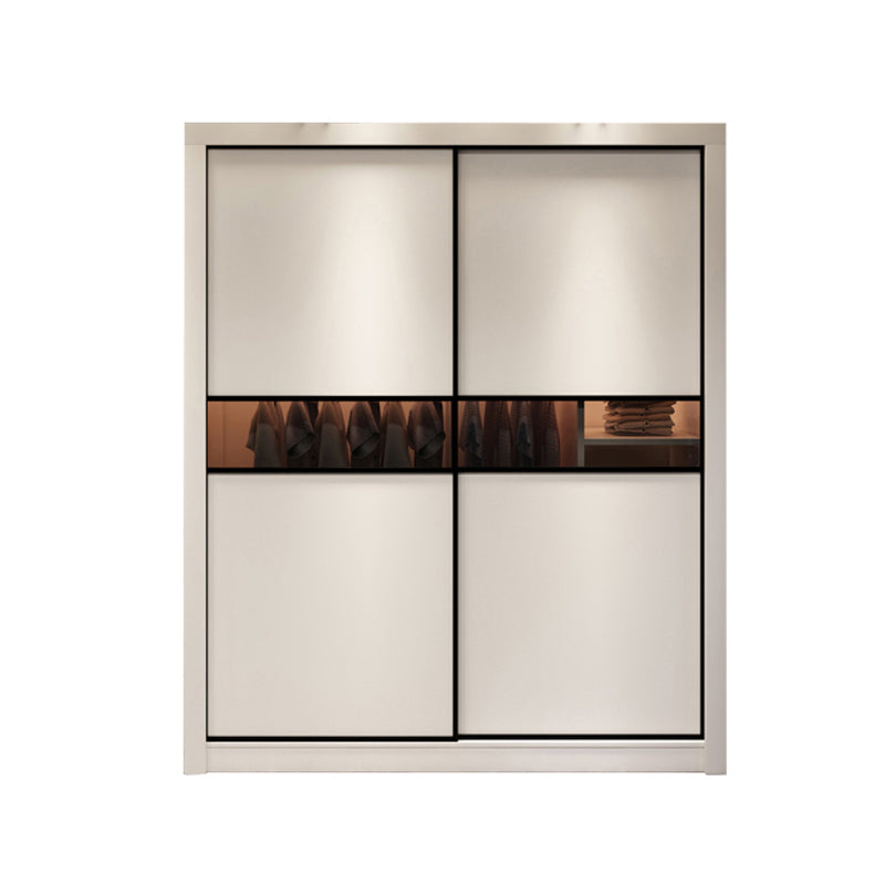 Contemporary Cabinet with Sliding Door Engineered Wood Beige Storage Cabinet