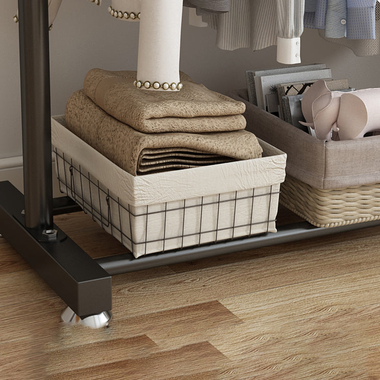 Contemporary Style Open Armoire Stainless Steel Cabinet with Clothing Rod