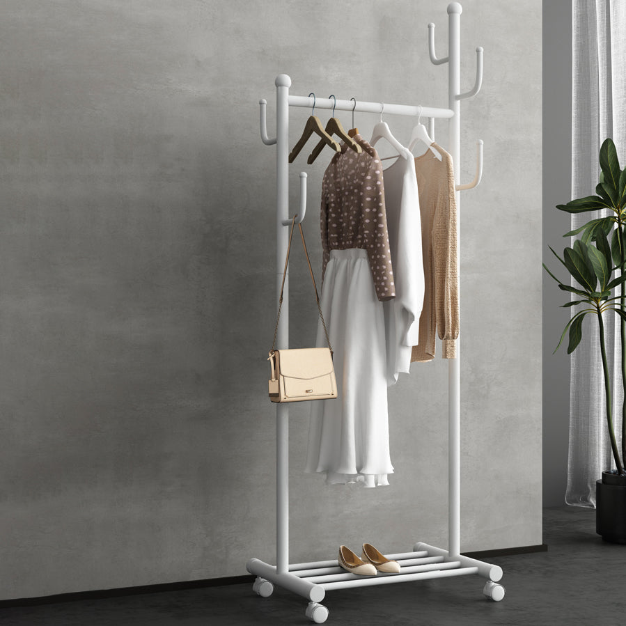 Black and White Steel Armoire Modern Style Cabinet with Clothing Rod