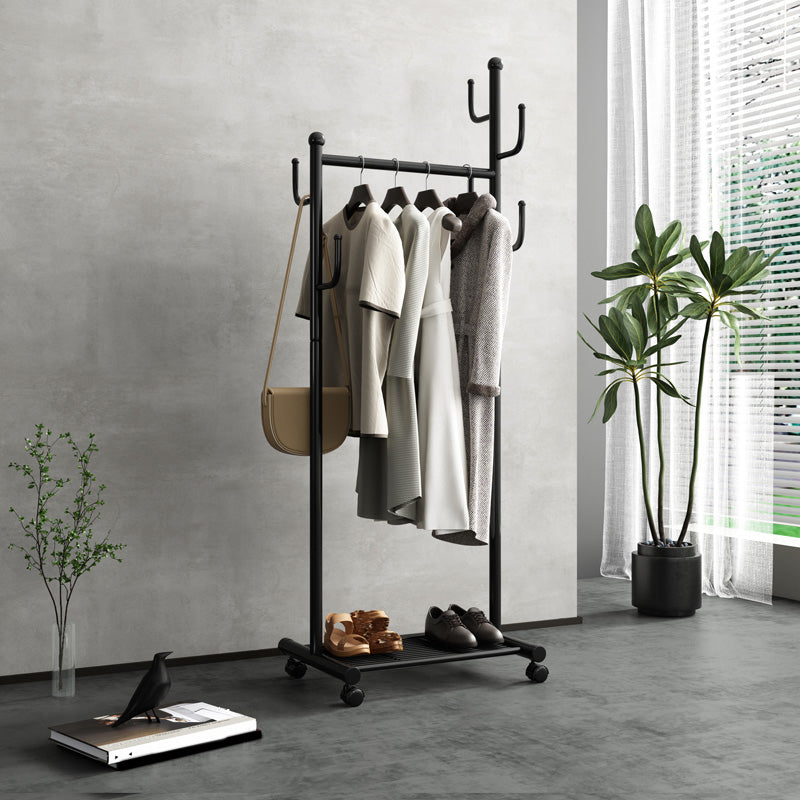 Black and White Steel Armoire Modern Style Cabinet with Clothing Rod