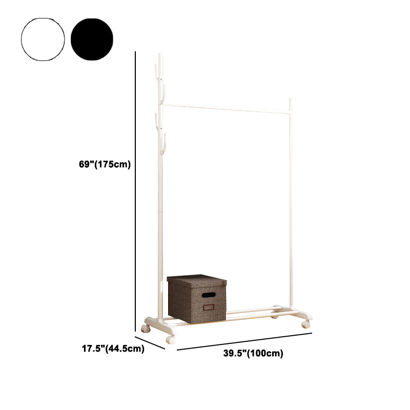 Black and White Steel Armoire Modern Style Cabinet with Clothing Rod