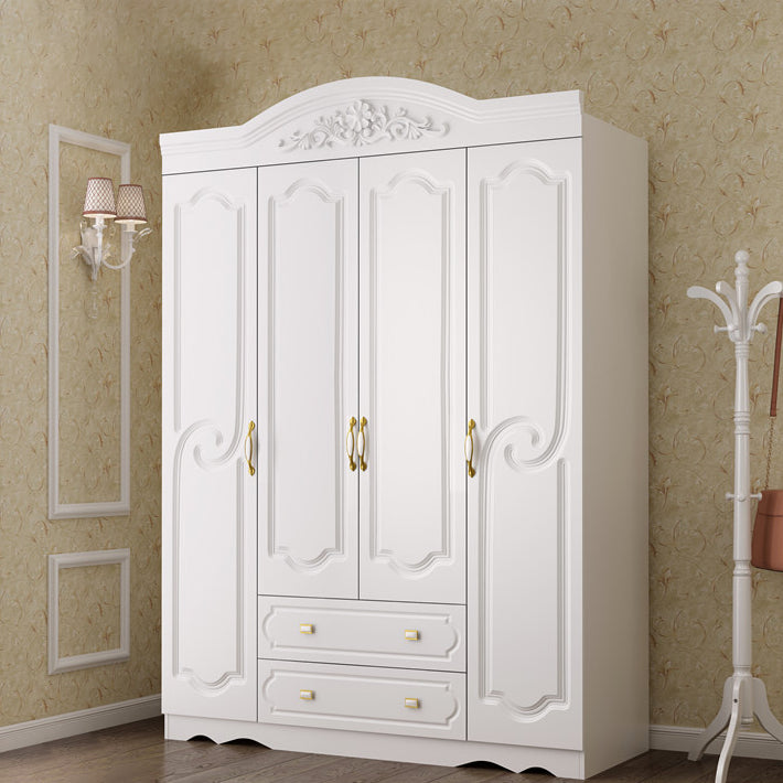 White Colour Wooden Wardrobe 2-Drawer Soft Close Door Wardrobe Closet