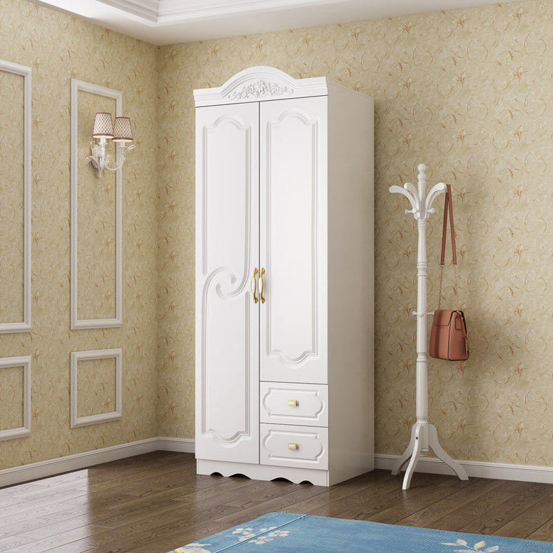 White Colour Wooden Wardrobe 2-Drawer Soft Close Door Wardrobe Closet