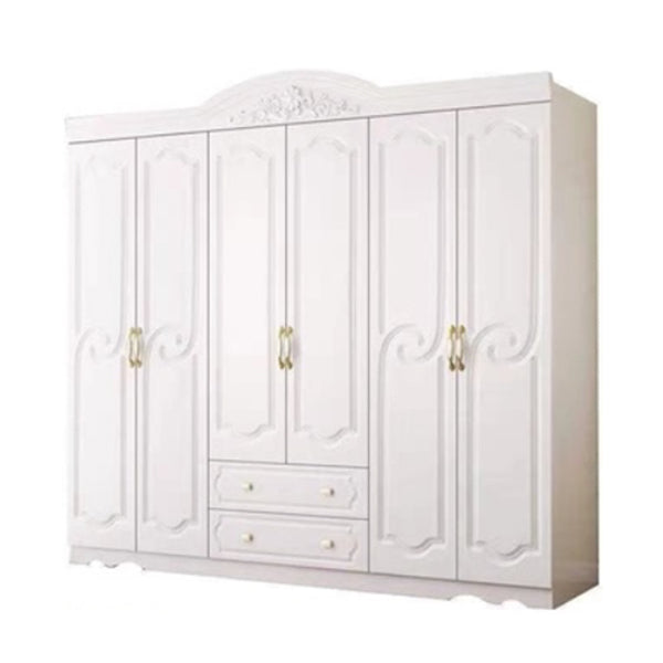 White Colour Wooden Wardrobe 2-Drawer Soft Close Door Wardrobe Closet