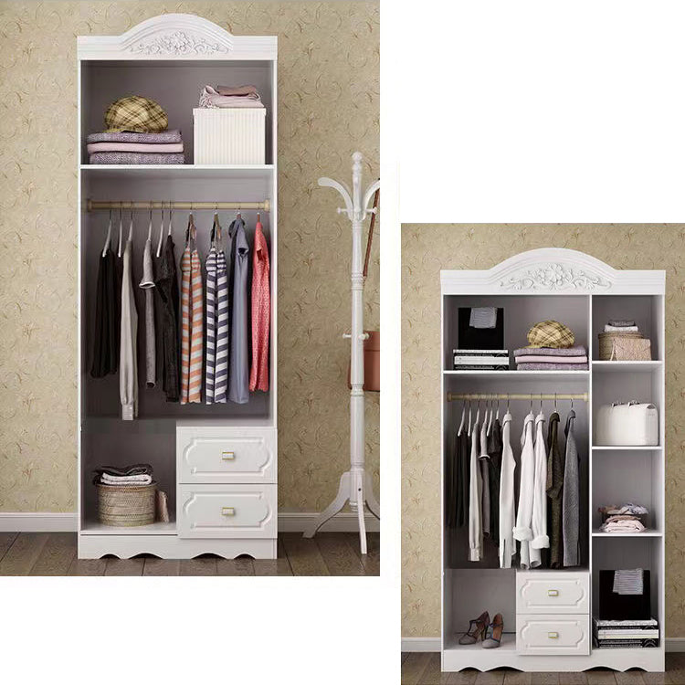 White Colour Wooden Wardrobe 2-Drawer Soft Close Door Wardrobe Closet