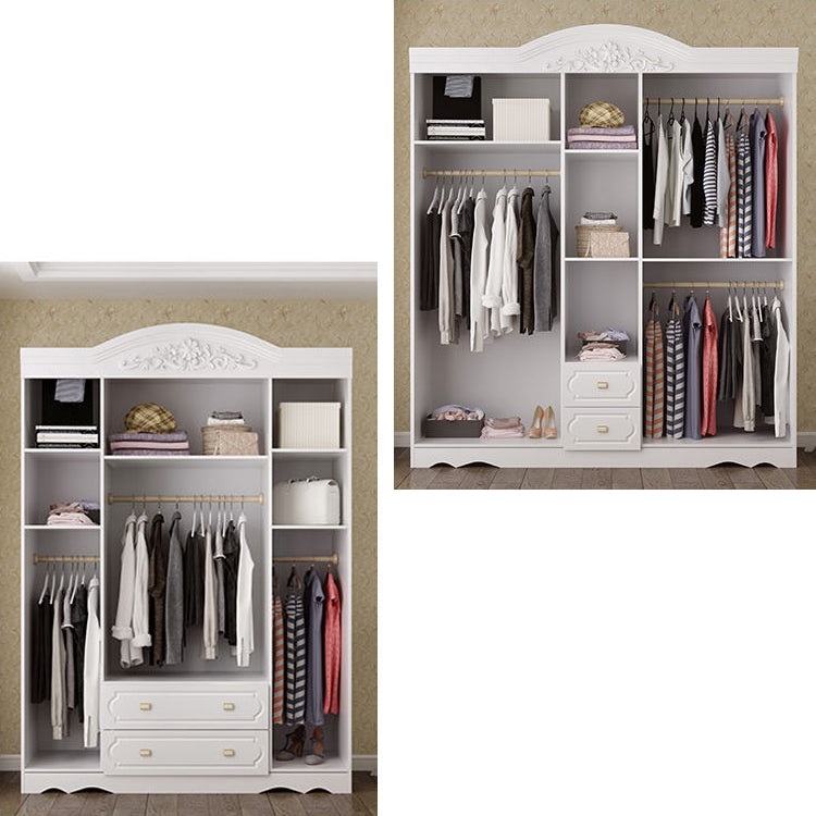 White Colour Wooden Wardrobe 2-Drawer Soft Close Door Wardrobe Closet