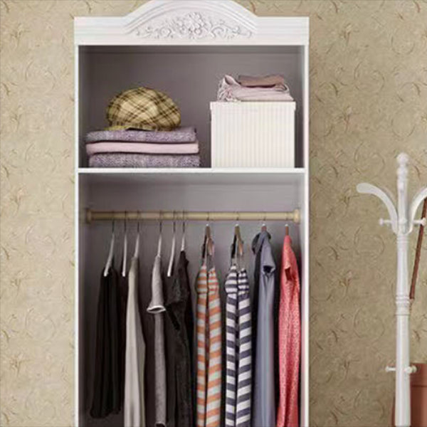White Colour Wooden Wardrobe 2-Drawer Soft Close Door Wardrobe Closet
