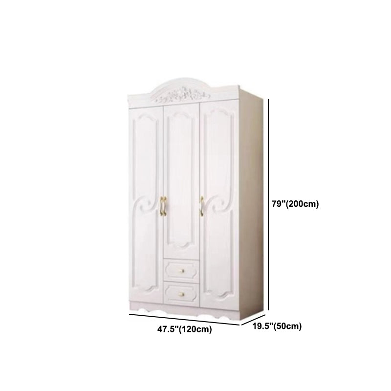 White Colour Wooden Wardrobe 2-Drawer Soft Close Door Wardrobe Closet
