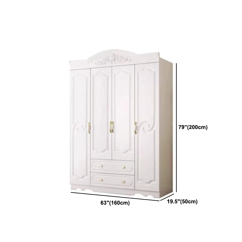 White Colour Wooden Wardrobe 2-Drawer Soft Close Door Wardrobe Closet