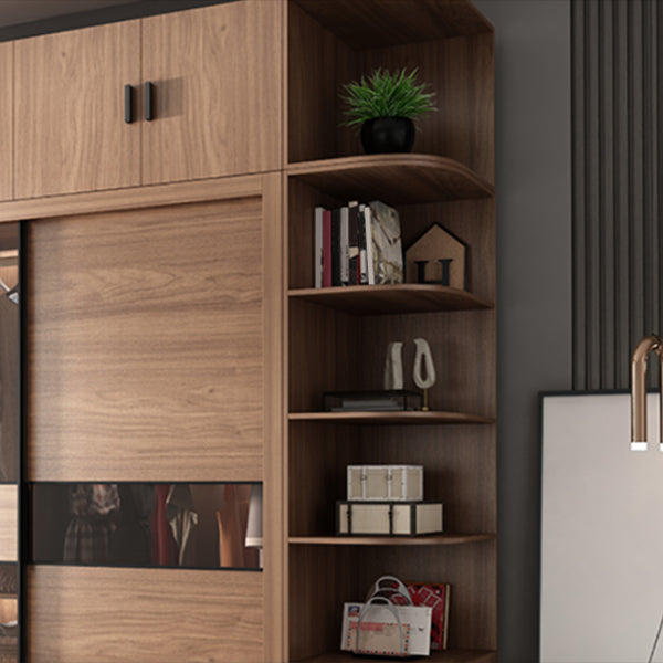 Brown Storage Cabinet Contemporary Wardrobe Armoire for Bedroom