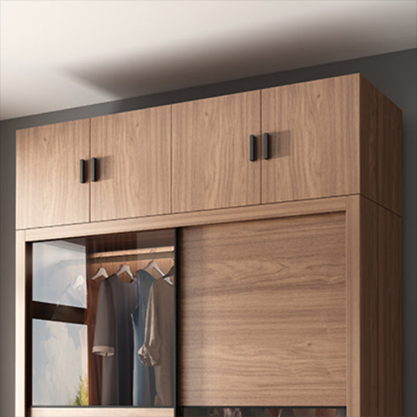 Brown Storage Cabinet Contemporary Wardrobe Armoire for Bedroom