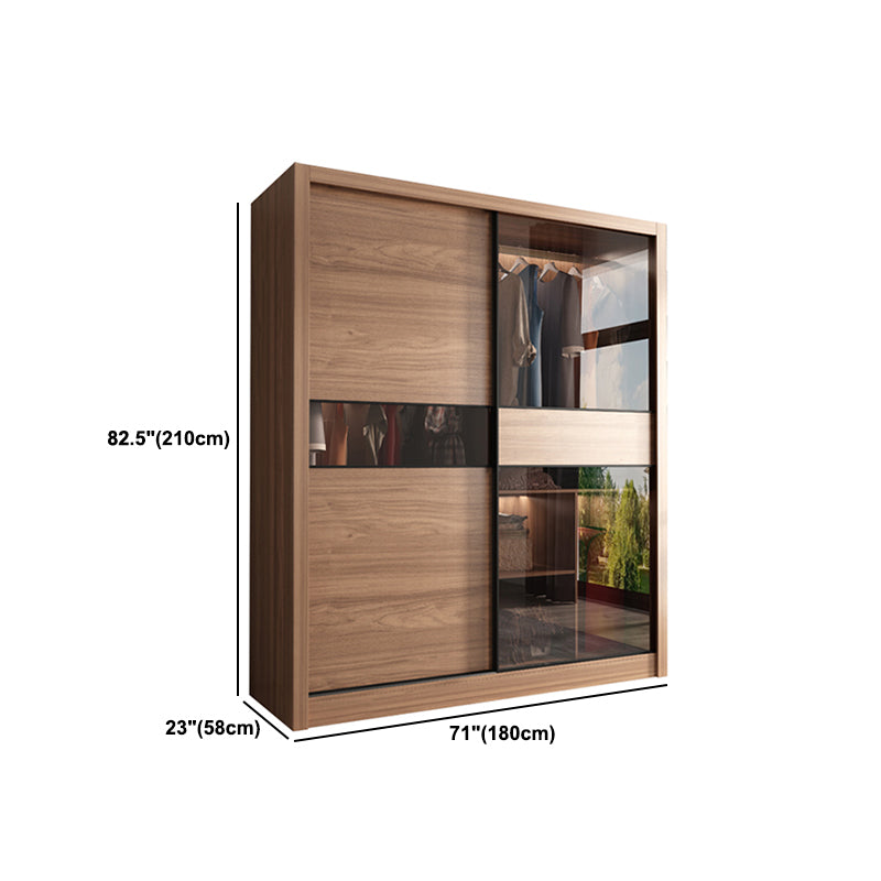 Brown Storage Cabinet Contemporary Wardrobe Armoire for Bedroom