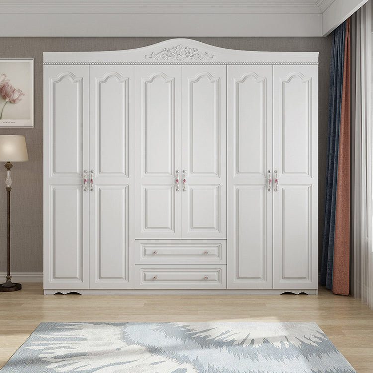 French Country White Storage Cabinet Hinged Door Cabinet with Drawers