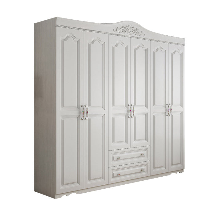 French Country White Storage Cabinet Hinged Door Cabinet with Drawers