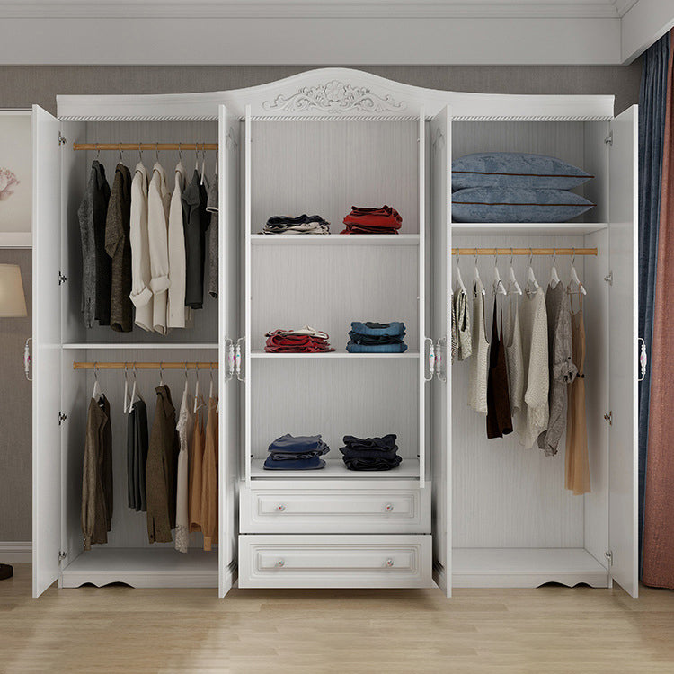 French Country White Storage Cabinet Hinged Door Cabinet with Drawers