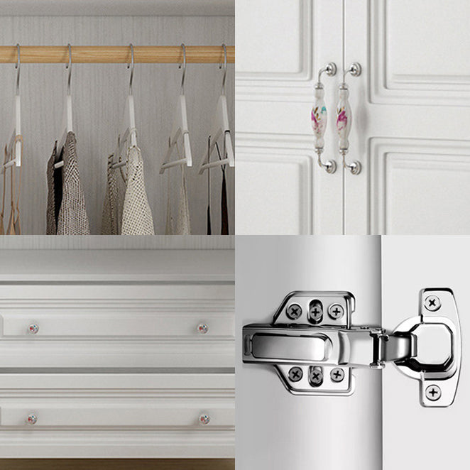 French Country White Storage Cabinet Hinged Door Cabinet with Drawers