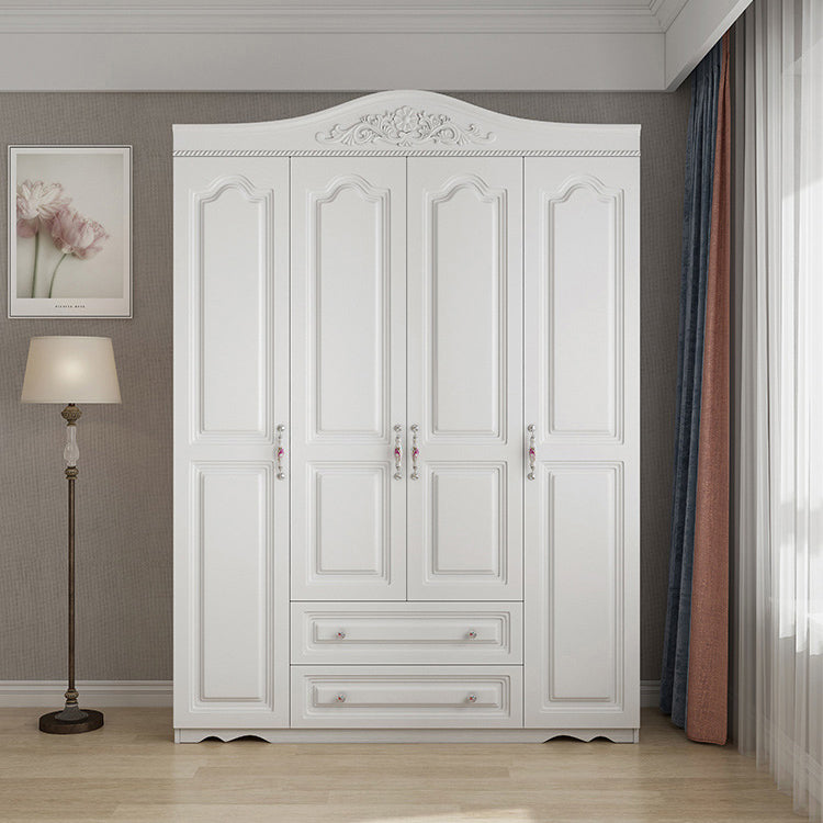 French Country White Storage Cabinet Hinged Door Cabinet with Drawers