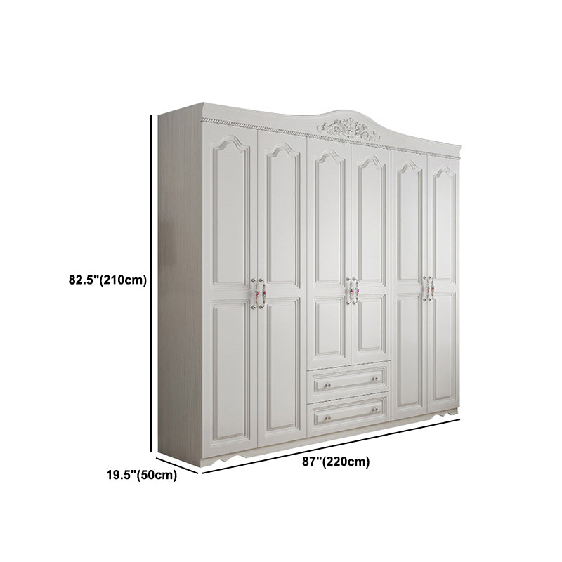 French Country White Storage Cabinet Hinged Door Cabinet with Drawers