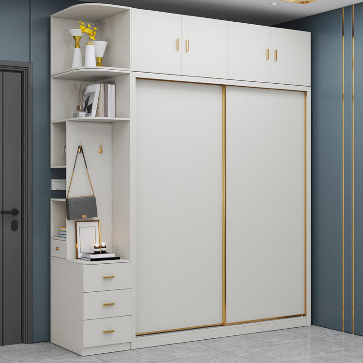 Manufactured Wood White Storage Cabinet with Sliding Door Modern Cabinet with Drawers