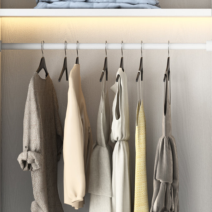 White Engineered Wood Wardrobe Closet Contemporary Storage Cabinet