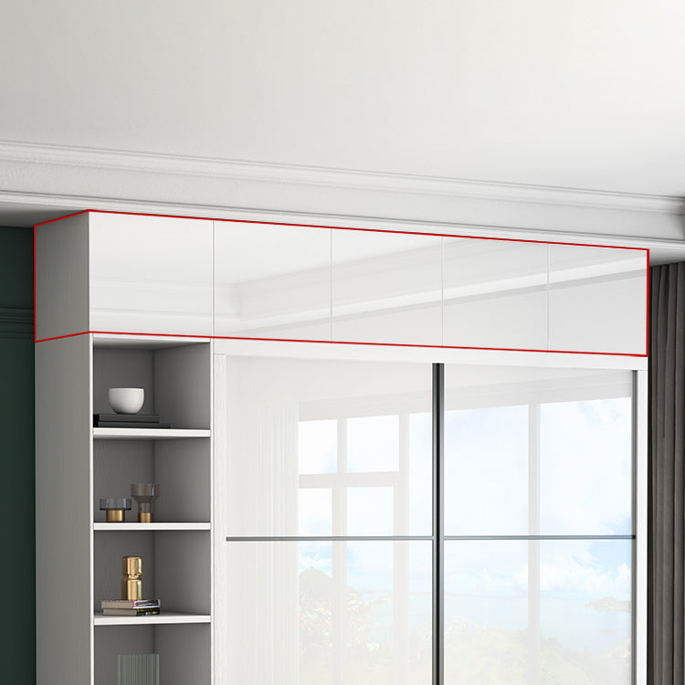 White Engineered Wood Wardrobe Closet Contemporary Storage Cabinet