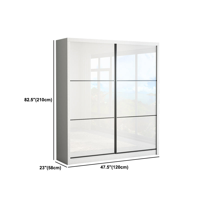 White Engineered Wood Wardrobe Closet Contemporary Storage Cabinet