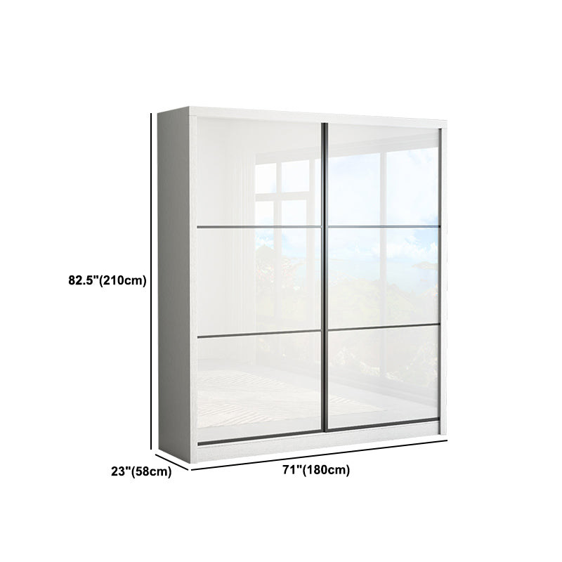 White Engineered Wood Wardrobe Closet Contemporary Storage Cabinet