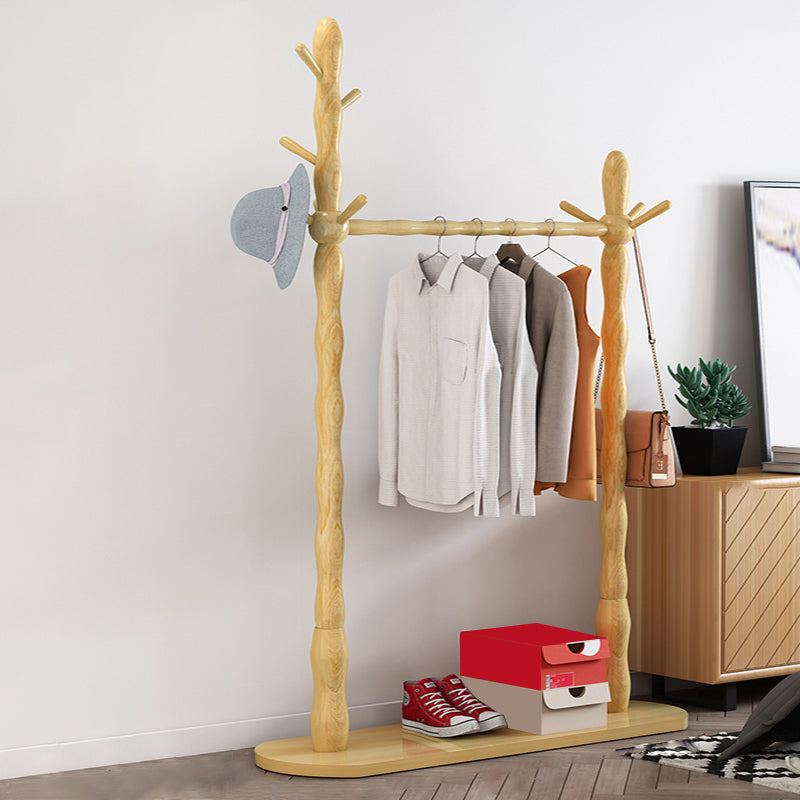 Contemporary Style Open Armoire Pine Wood Armoire with Clothing Rod